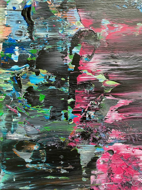 "Quagmire" - FREE USA SHIPPING - Original PMS Abstract Acrylic Painting On Reclaimed, Upcycled Wood - 48" x 20"