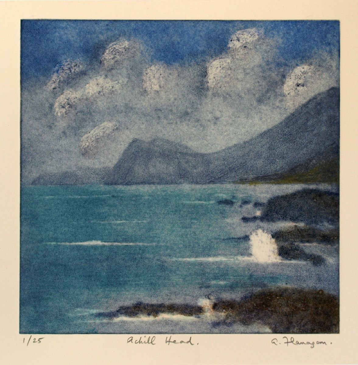Photorealistic Landscape Etchings & Engravings By Aidan Flanagan Irish Landscapes, 12 X 12, Achill Head, Original Artwork