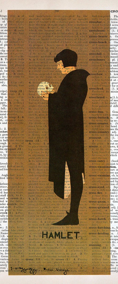 Hamlet - Collage Art Print on Large Real English Dictionary Vintage Book Page by Jakub DK - JAKUB D KRZEWNIAK
