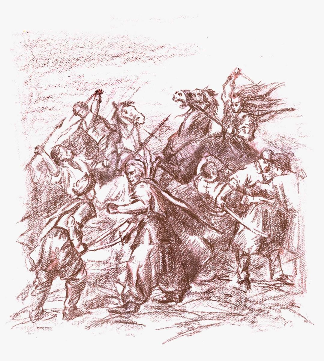 Photorealistic Portrait Charcoal Drawing By Kateryna Bortsova, 22 X 26", Glorious Battles Of The Past, Original Artwork