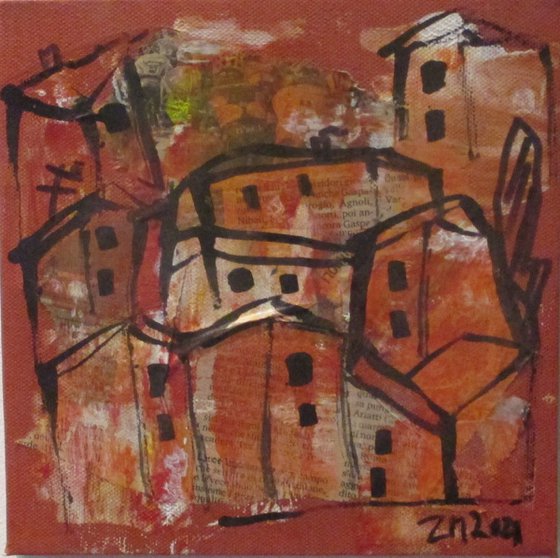 little italy mixedmedia in red