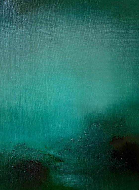 "Green light" 30x30 cm oil painting by Elena Troyanskaya