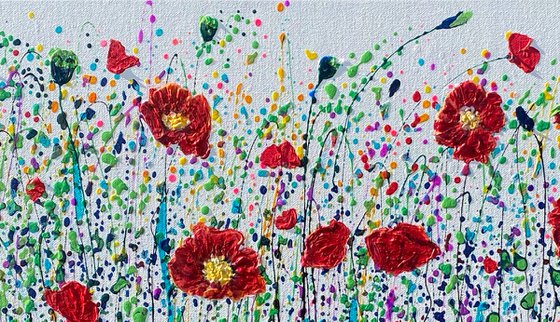 Poppy Field Palette Knife and Splatter Painting