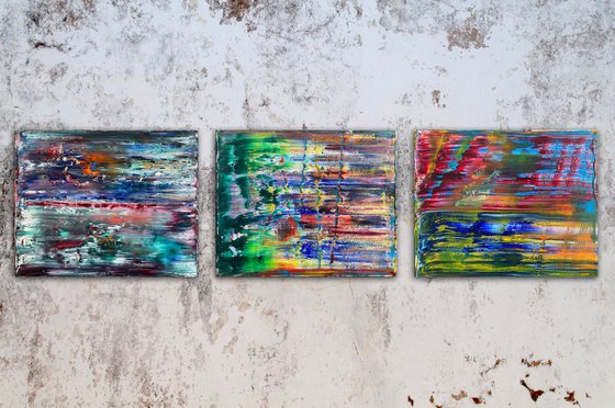 "Look What The Wind Blew In" - Save As A Series - Original PMS Oil Painting Triptych on Canvas- 60 x 16 inches