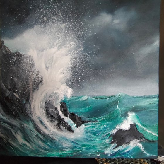 Stormy Sea; original Seascape oil on canvas