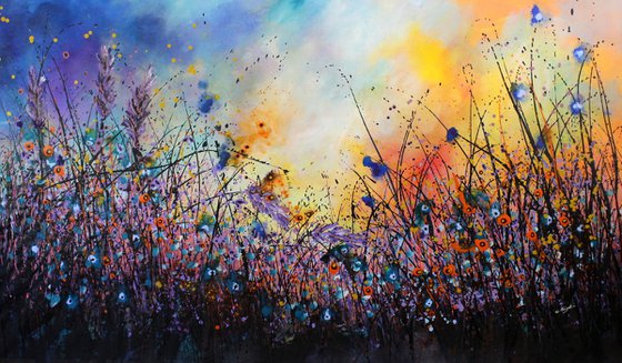 When The Night Falls #3  - Super sized original floral landscape