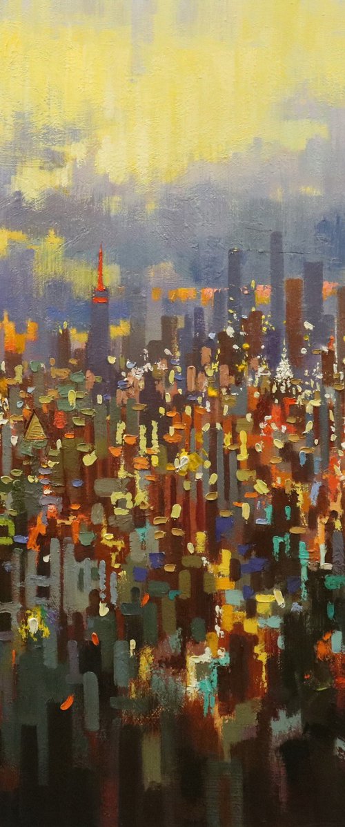 New York Toward Sunset by Chin H Shin