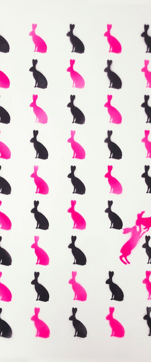 Bunny Love (Pink Stencil) by Dex