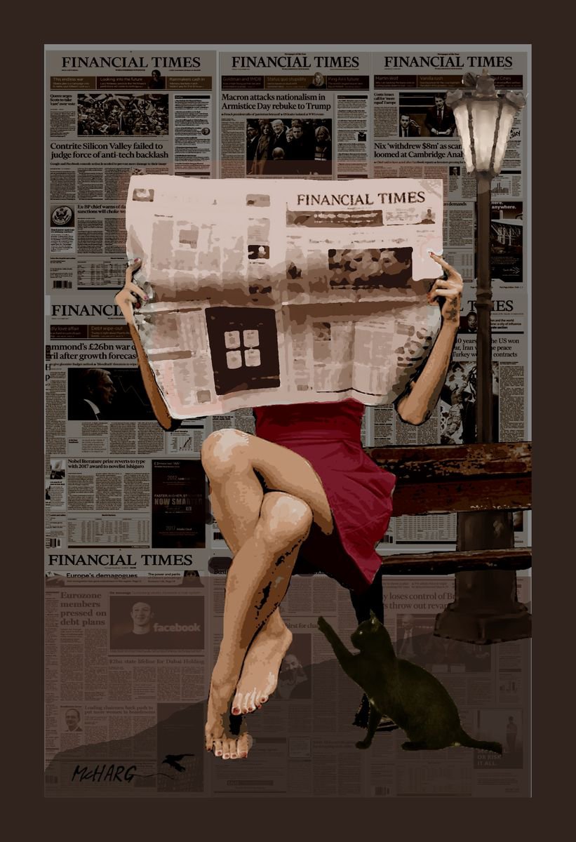 Impressionistic Portrait Painting By Joe Mcharg, 30 X 43, Financial Times, Original Artwork