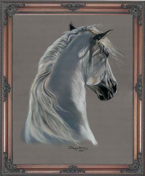 Pastel painting on Paper ,,WHITE HORSE''