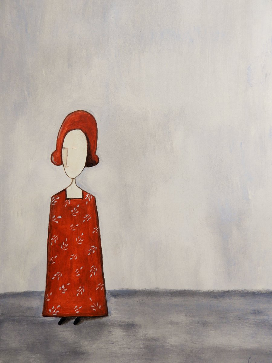 The Lady in red- oil on paper by Silvia Beneforti
