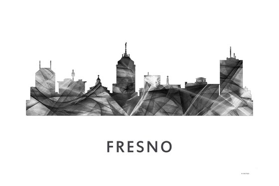 Fresno California Skyline WB BW
