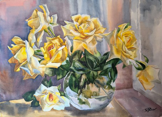 A bouquet of yellow roses