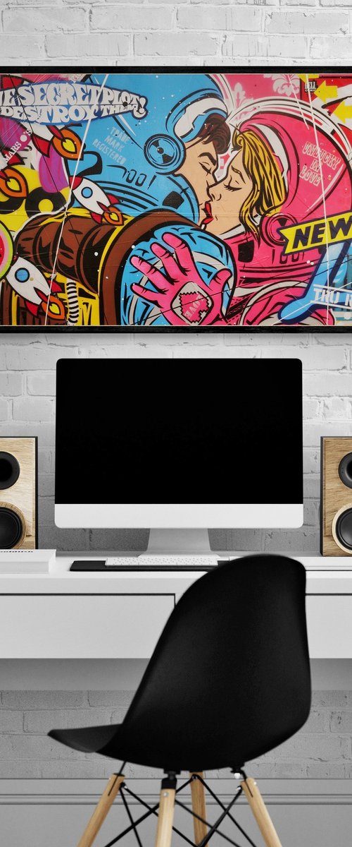 Secret Romance 160cm x 60cm Textured Urban Pop Art by Franko