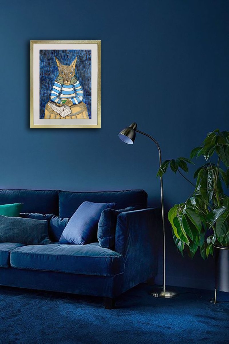 Surrealistic Animal Collage By Elizabeth Vlasova, 9 X 12, Special Evening At The Bar, Original Artwork