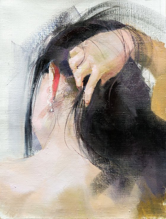 Nude oil painting - Hair Hustle