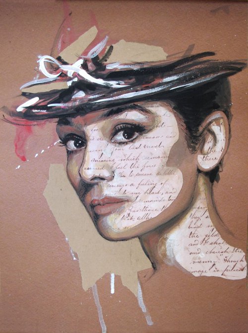 Hommage to  "Audrey Hepburn"  Portrait of a beauty , New Contemporary Pop Art by Joel Imen