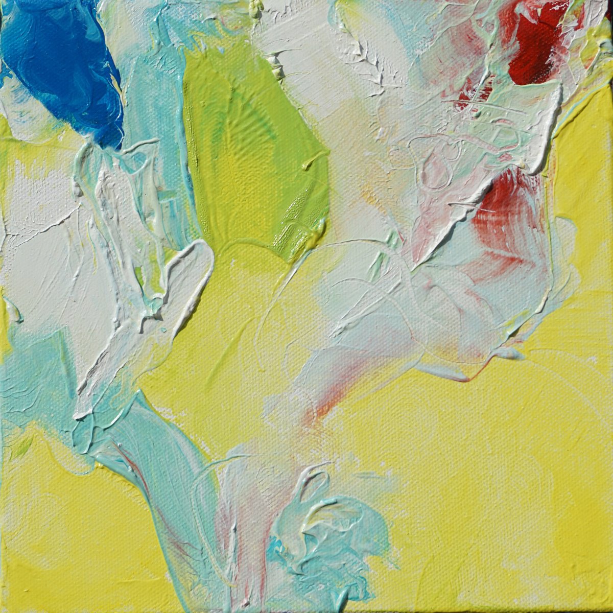 Expressive Abstract Oil Painting By Jelena B, 8 X 8, Happy Tile-Without Boundaries, Original Artwork