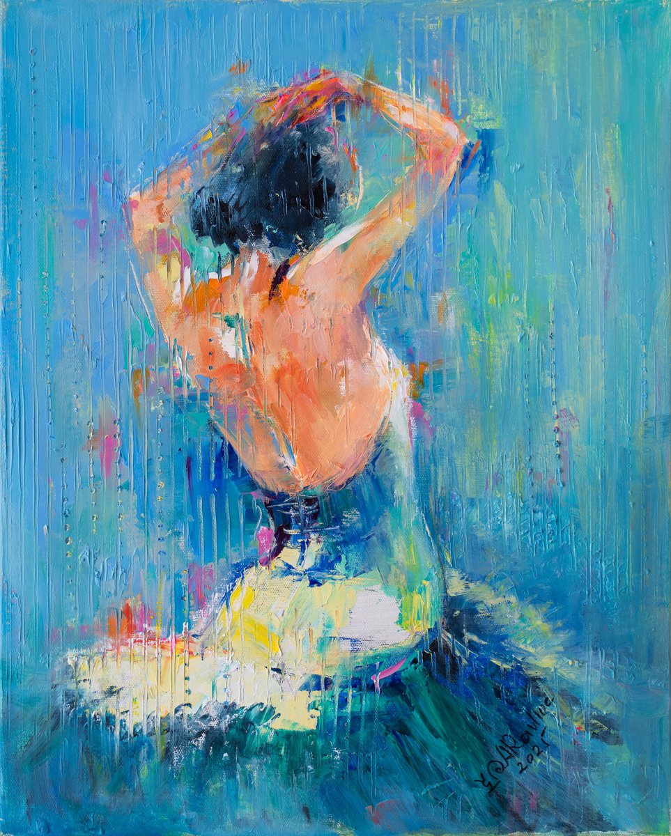 Impressionistic Portrait Oil Painting By Anna Ravliuc, 16 X 20, Before The Stage, Original Artwork