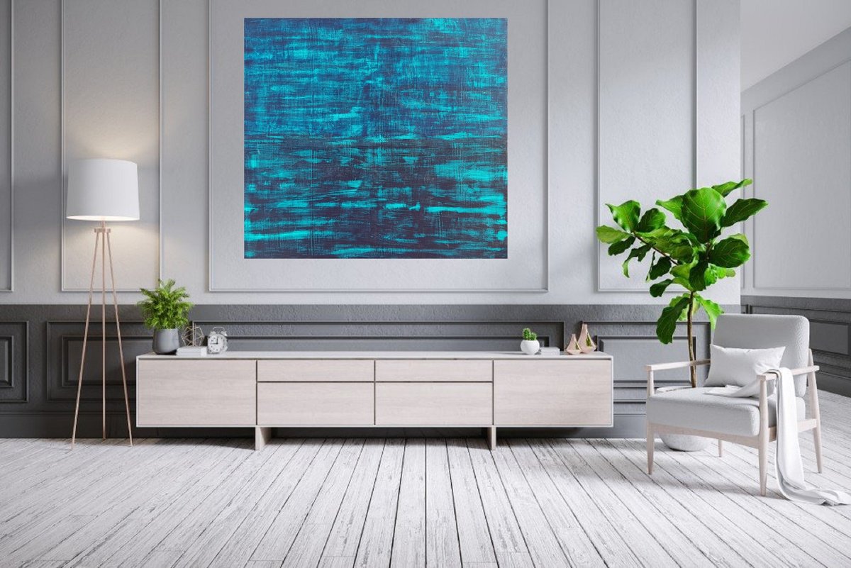 Abstract Acrylic Painting By Ivana Olbricht, 43 X 39, Starry Night, Original Artwork