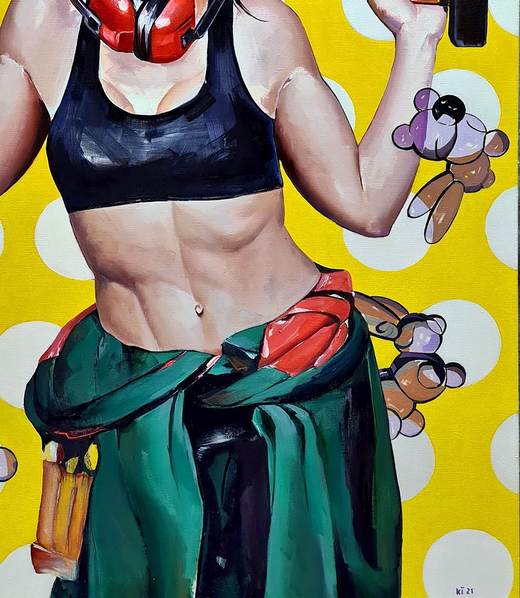 Urban And Pop Portrait Giclee Print By Oleg Kateryniuk, 20 X 28", Girl With A Hammer, Original Artwork