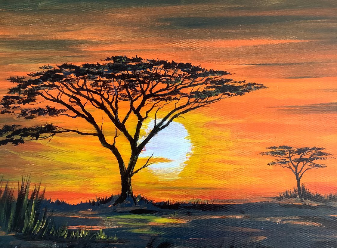 African sunset Acrylic painting by Darren Carey Artfinder