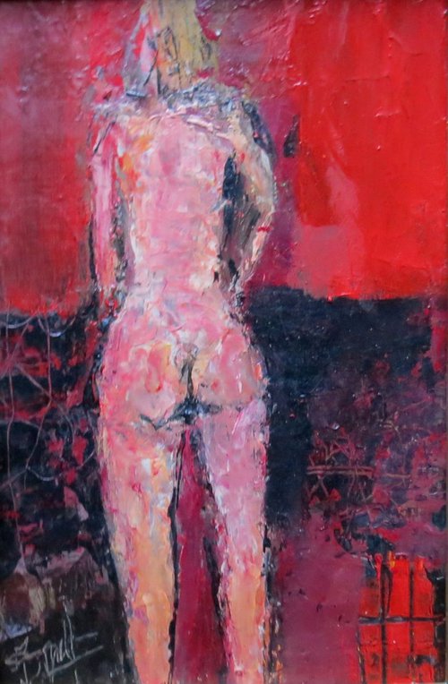 PINK ON RED NUDE by Jacques Donneaud