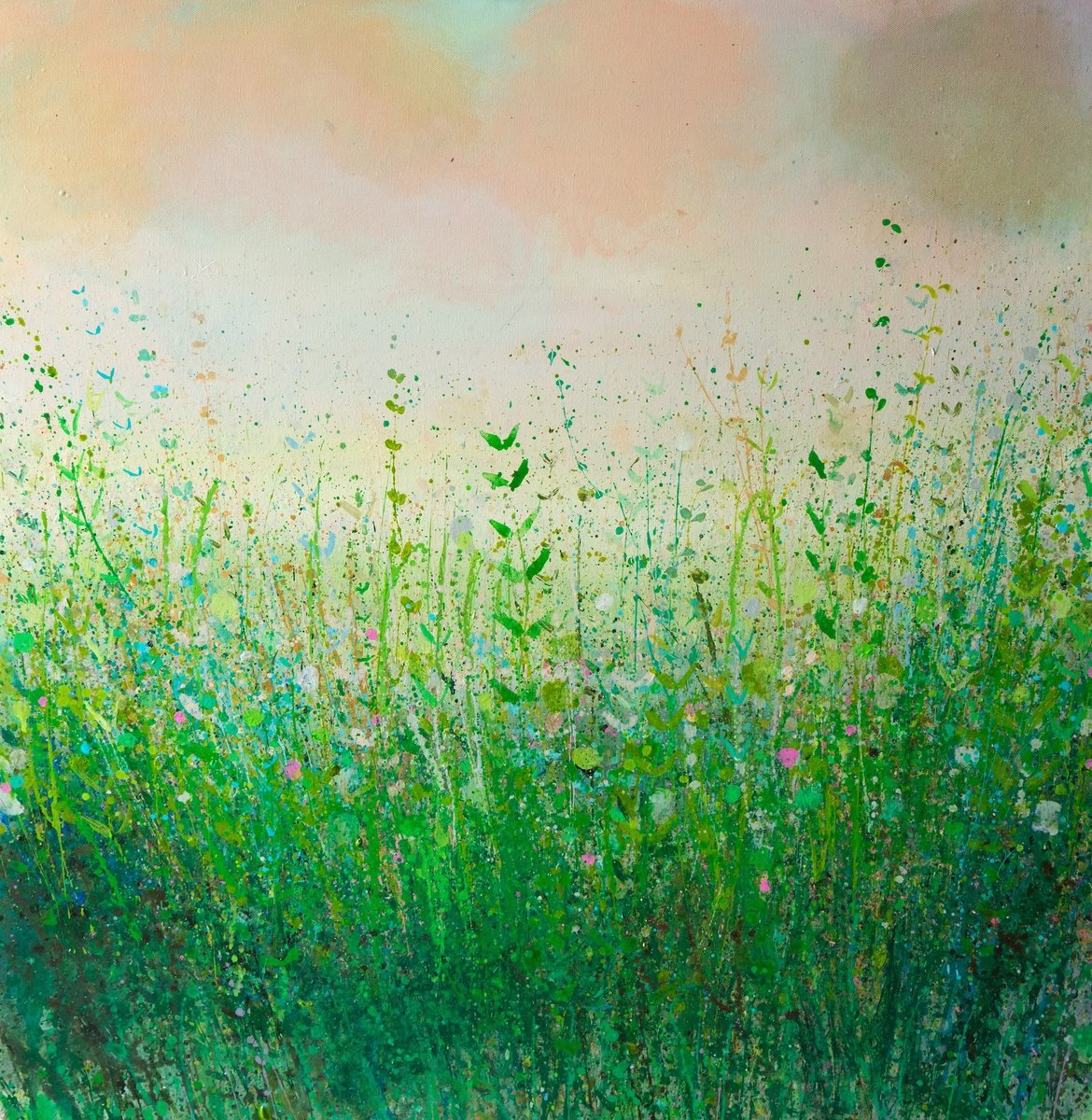  Long Grasses And Pink Skies By Sandy Dooley, 35 X 35, Artwork For Sale On Artfinder
