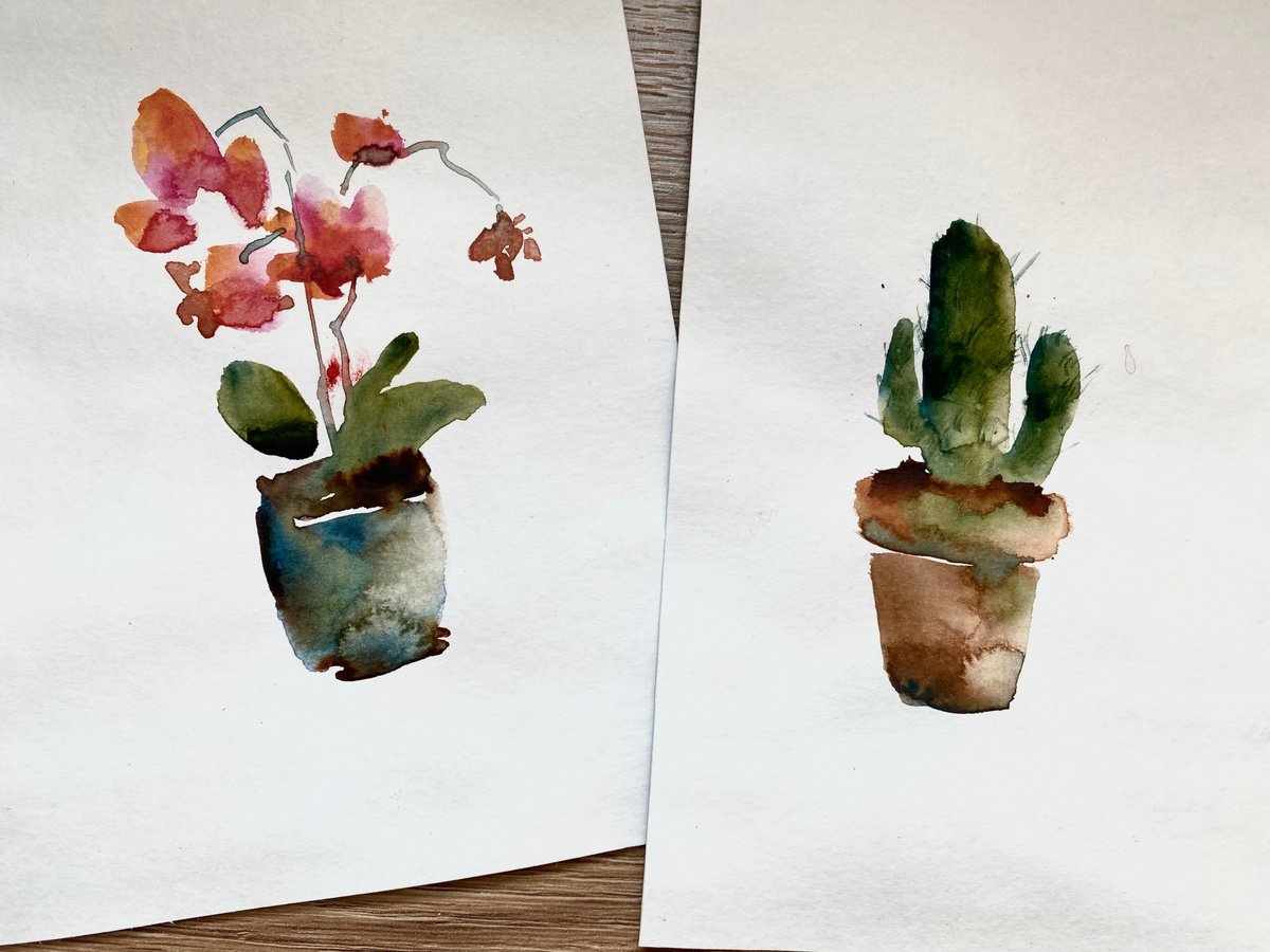 Opposites. Set of two small watercolors by Anna Boginskaia