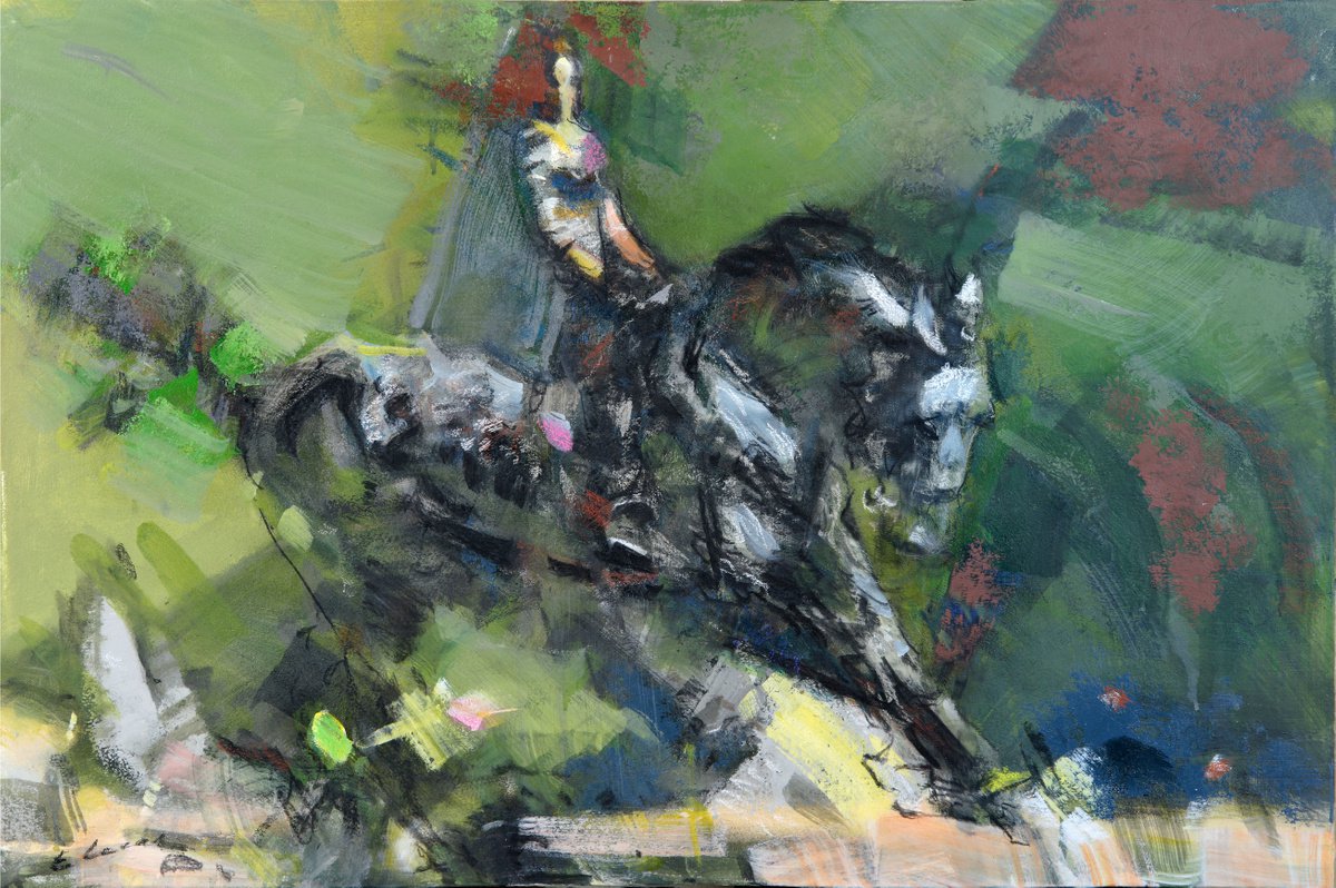 Acrylic Painting on Paper Rider by Eugene Segal