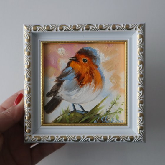 Robin Oil Painting 4x4