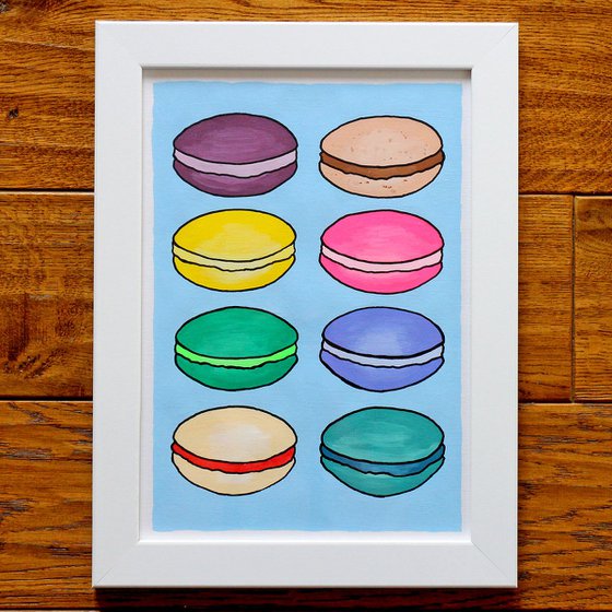 French Macarons - Pop Art Painting On A4 Paper (Unframed)