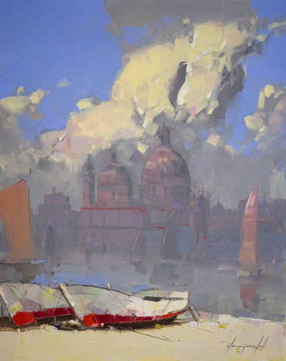 Venice in Clouds Original oil painting Handmade One of a kind