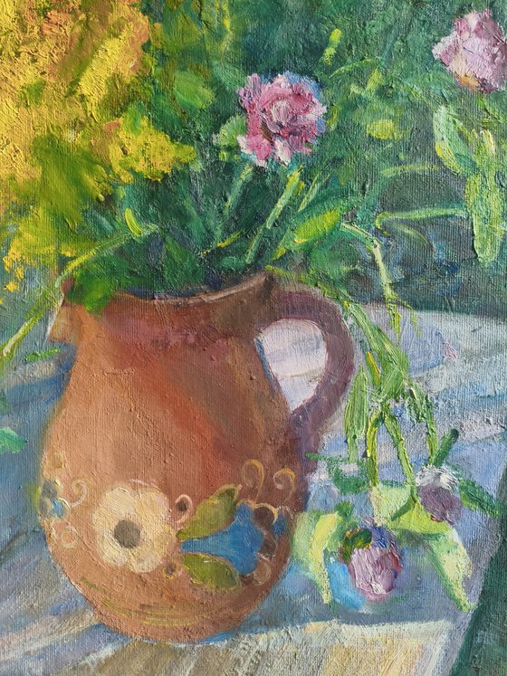 Summer bouquet on the bench