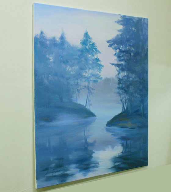 Blue fog on the lake