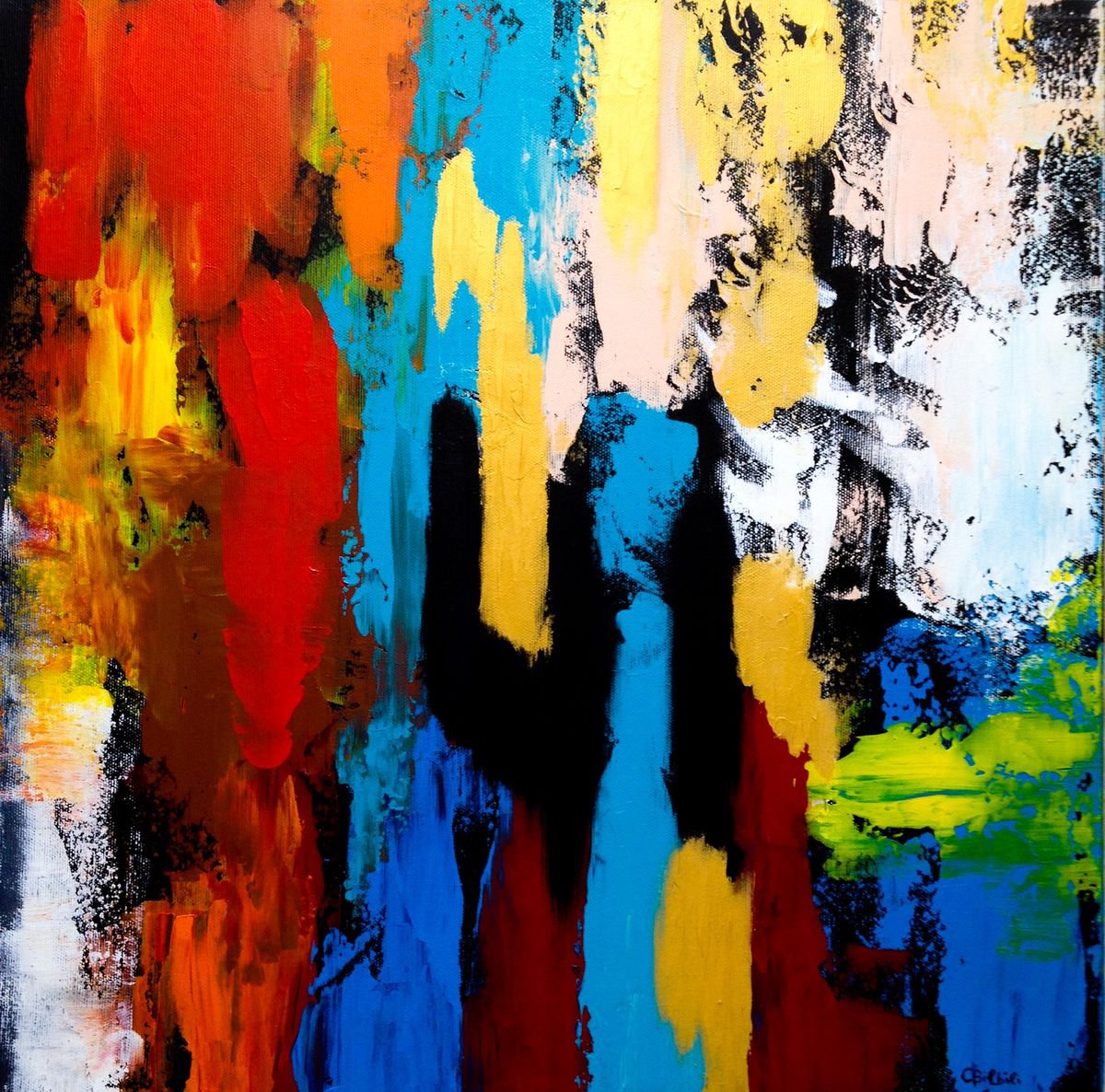 Abstract Acrylic Painting By Christina Bilbili, 20 X 20, Multicolored Feelings, Original Artwork