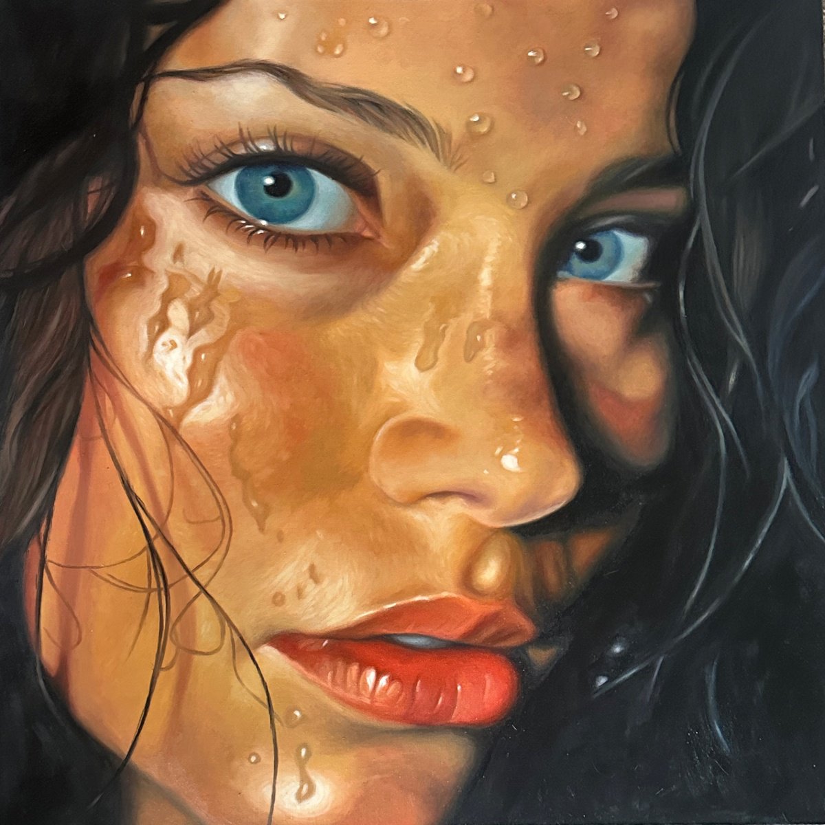 Photorealistic Oil Painting , In The Eye Of The Storm By Lianne Issa, 24 X 24, Artwork For Sale On Artfinder