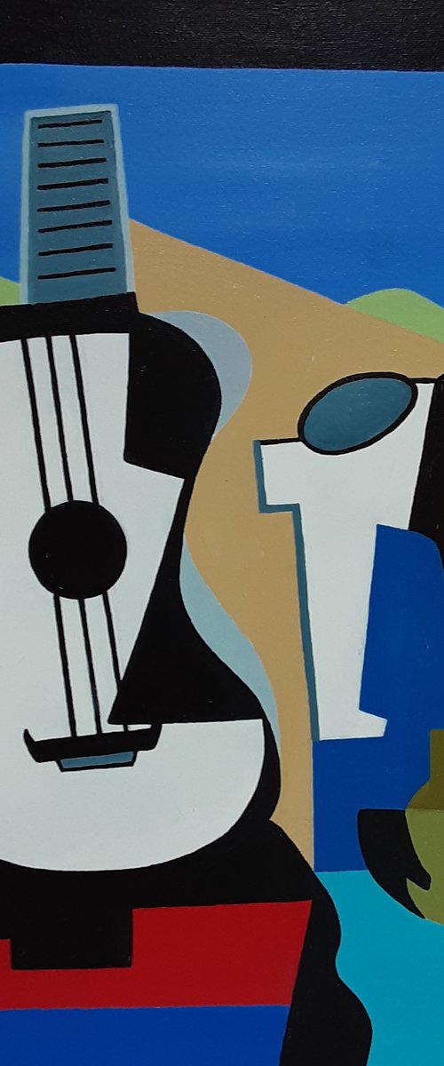 Still Life with Guitar and Bottle by Paul Heron