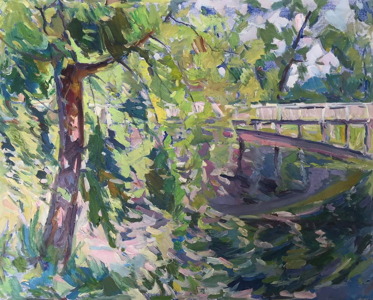 Impressionistic Landscape Oil Painting By Peter Tovpev, 21 X 17", Road To The City, Original Artwork