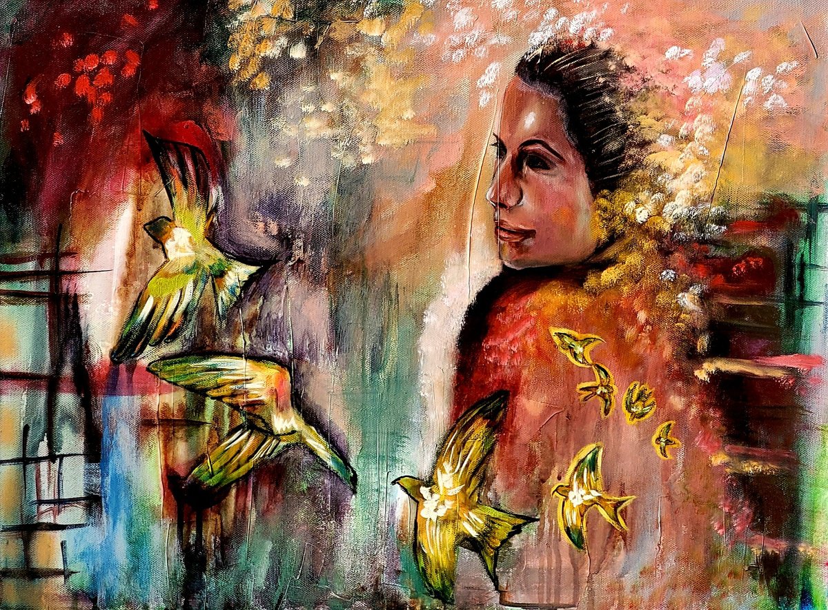 Impressionistic Portrait Oil Painting By Niyati Jiwani, 24 X 18", Evolvement, Original Artwork