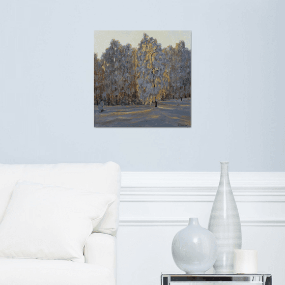 Sunlight Through The Trees- winter landscape painting