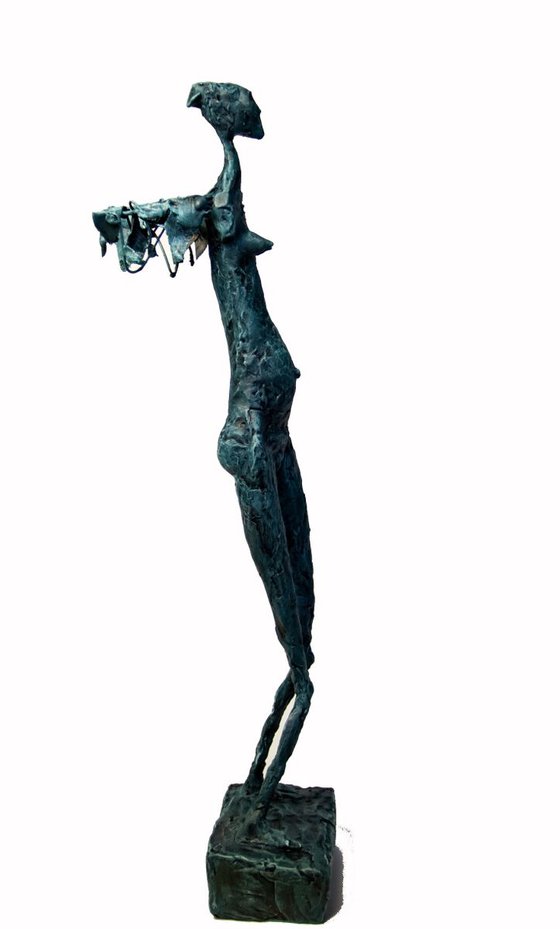 MOTHER ANGEL, Sculpture Clay, Iron, 33 X 11 cm, unique artwork