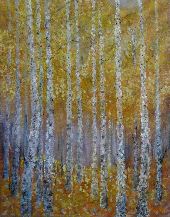 Autumn birches trees landscape