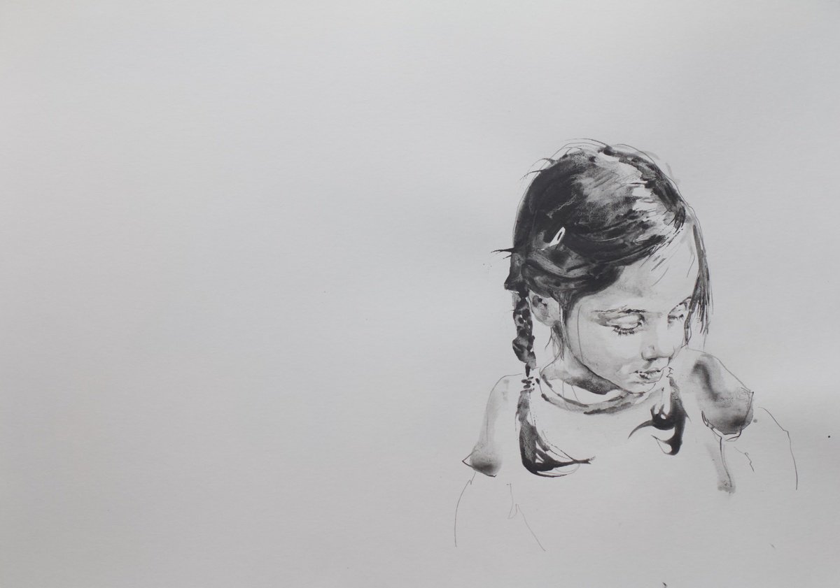 Impressionistic Portrait Watercolour By Marina Skepner, 12 X 8", Kira, Original Artwork