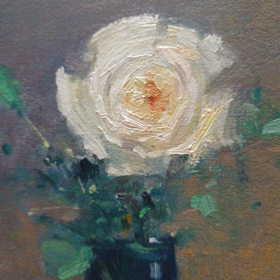 White Rose in Green Vase