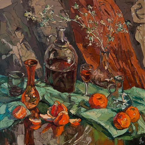 Wine and Mandarin by Sergey Sovkov