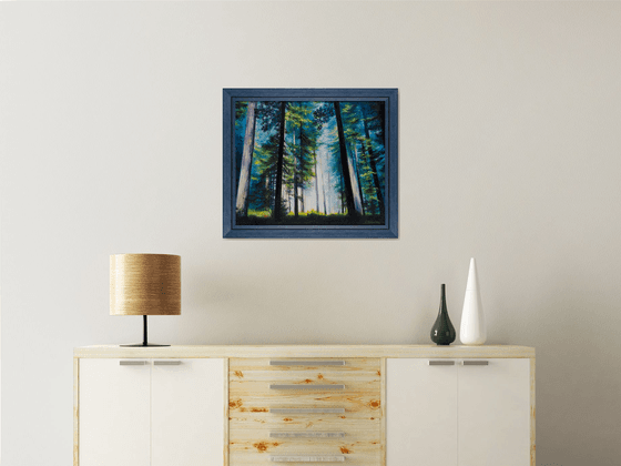 "Mysterious forest"  forest landscape summer  liGHt original painting  GIFT (2015)