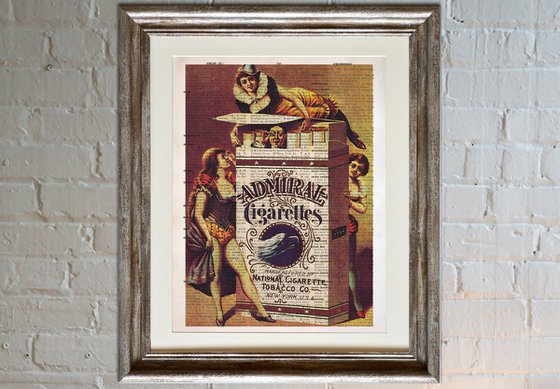 Admiral Cigarettes - Collage Art Print on Large Real English Dictionary Vintage Book Page