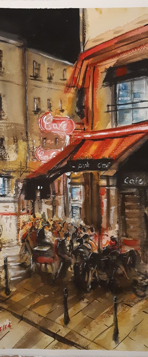 evening cafe at paris by Yossi Kotler