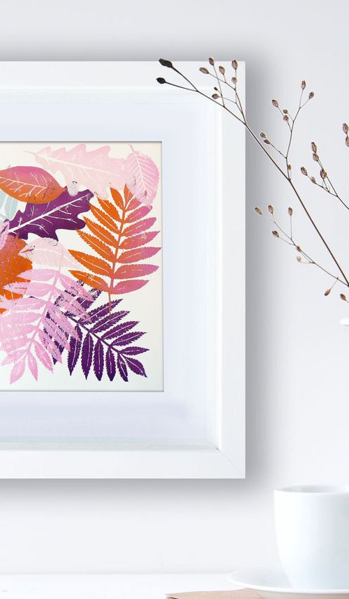 Fall #1 (Autumn leaves monoprint) by Carolynne Coulson
